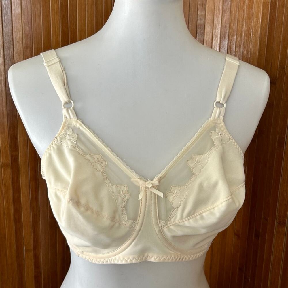 Vintage 90s Bali Flower Underwire Support Bra Nude 34D